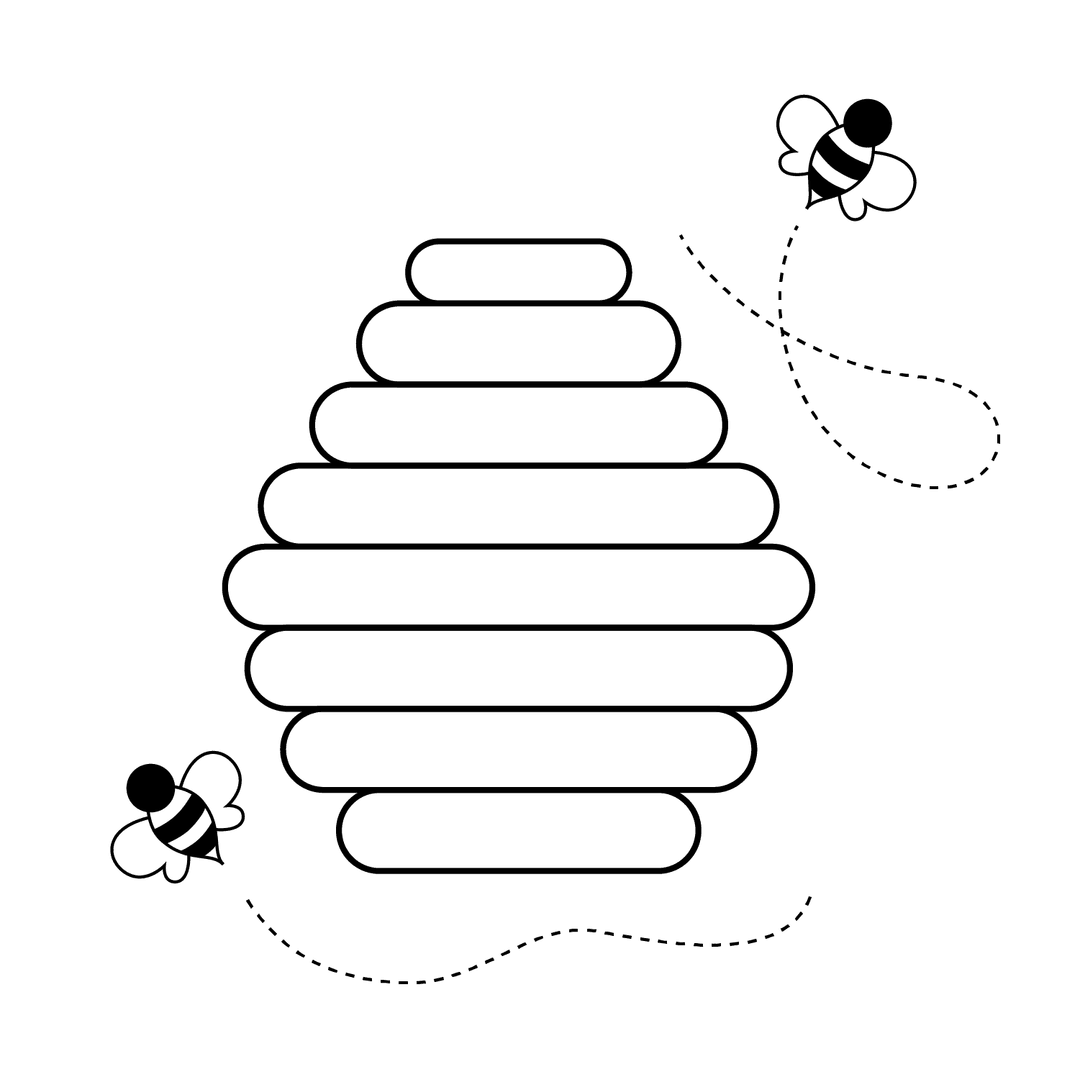 Beehive - medium line-art drawing idea for nature