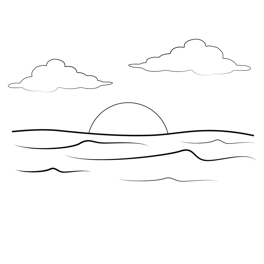 Ocean - medium line-art drawing idea for nature
