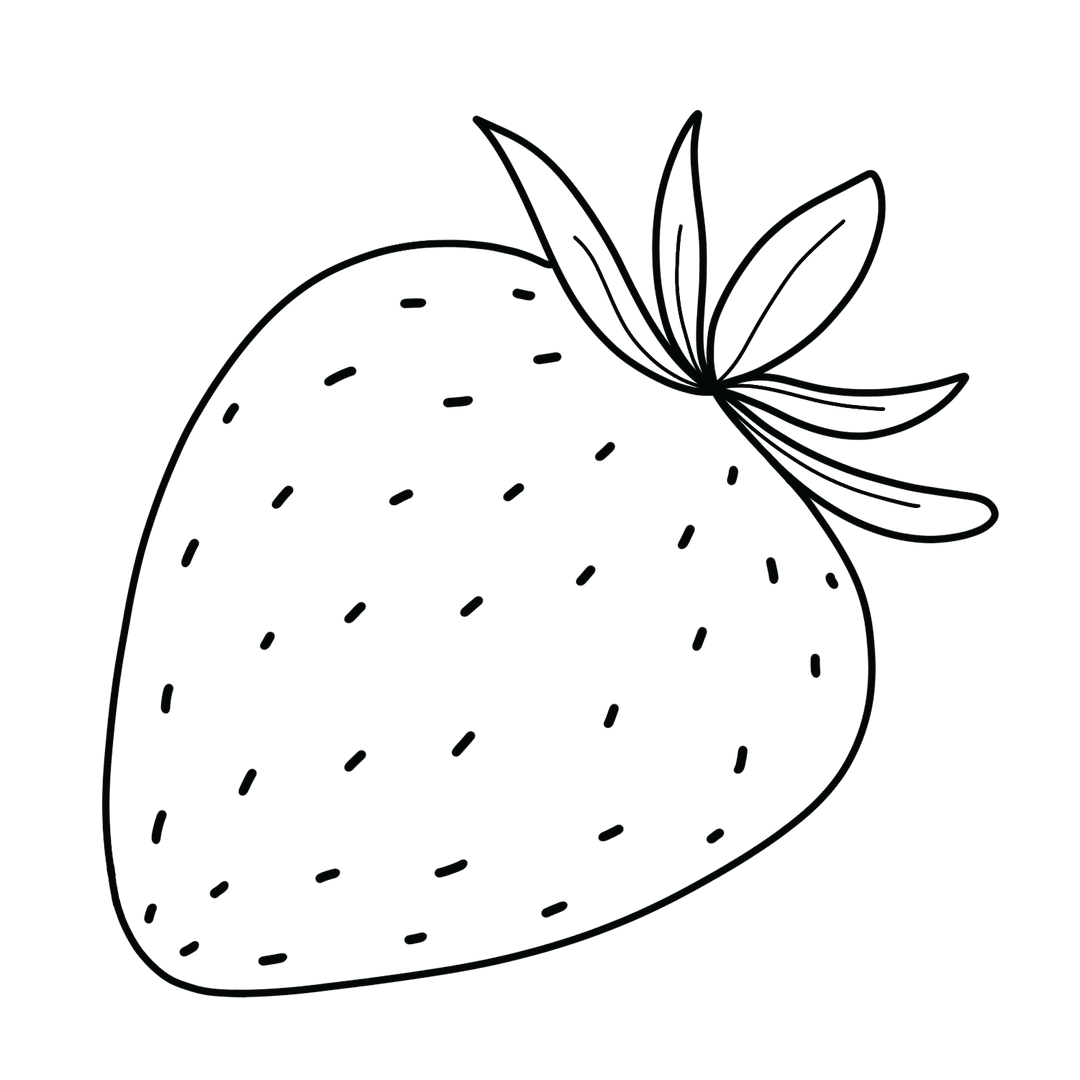 Strawberry - easy line-art drawing idea for nature