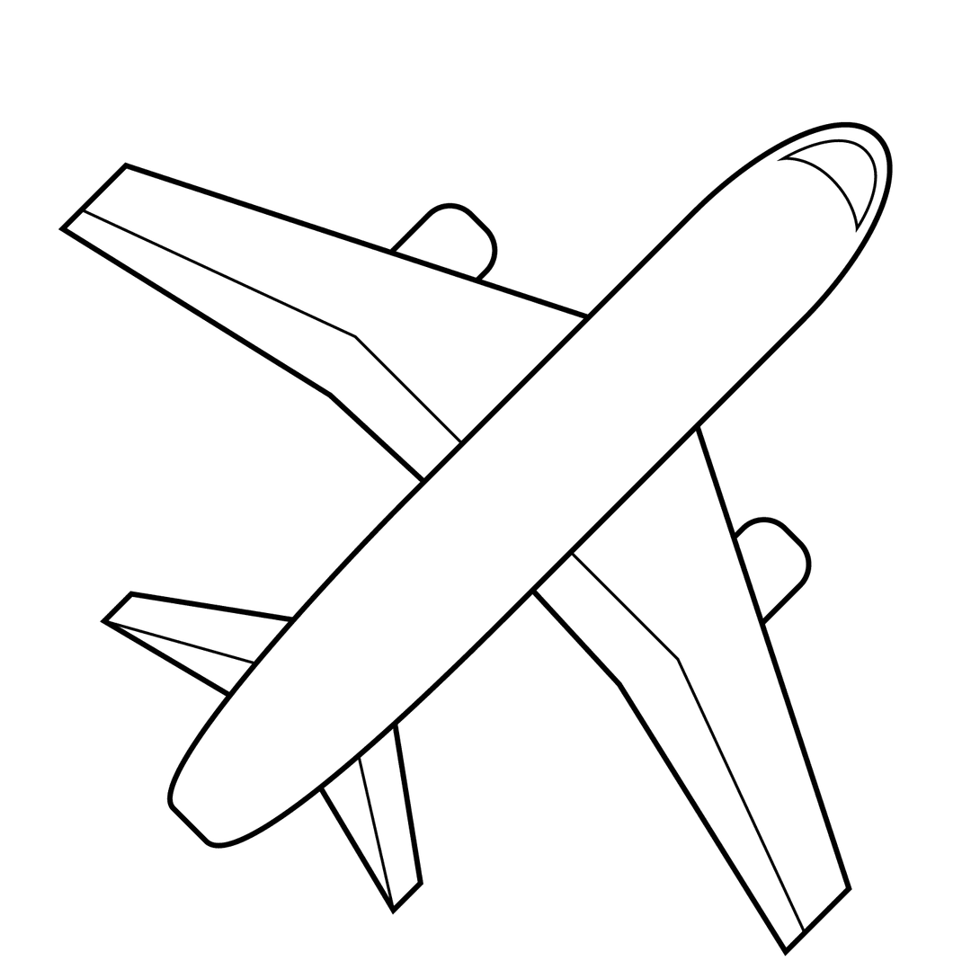 Airplane - medium line-art drawing idea for objects