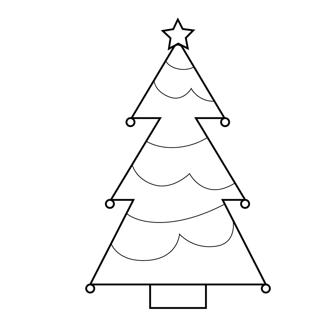 Christmas Tree - easy line-art drawing idea for objects