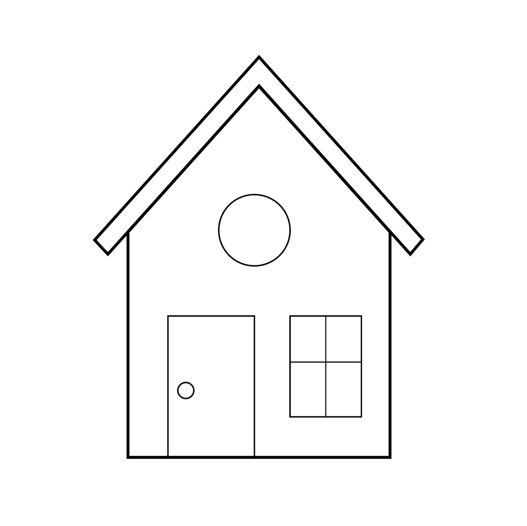House - easy line-art drawing idea for objects