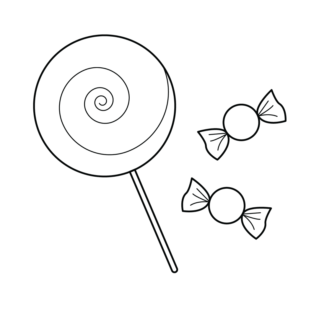 Lollipop Candy - easy line-art drawing idea for objects