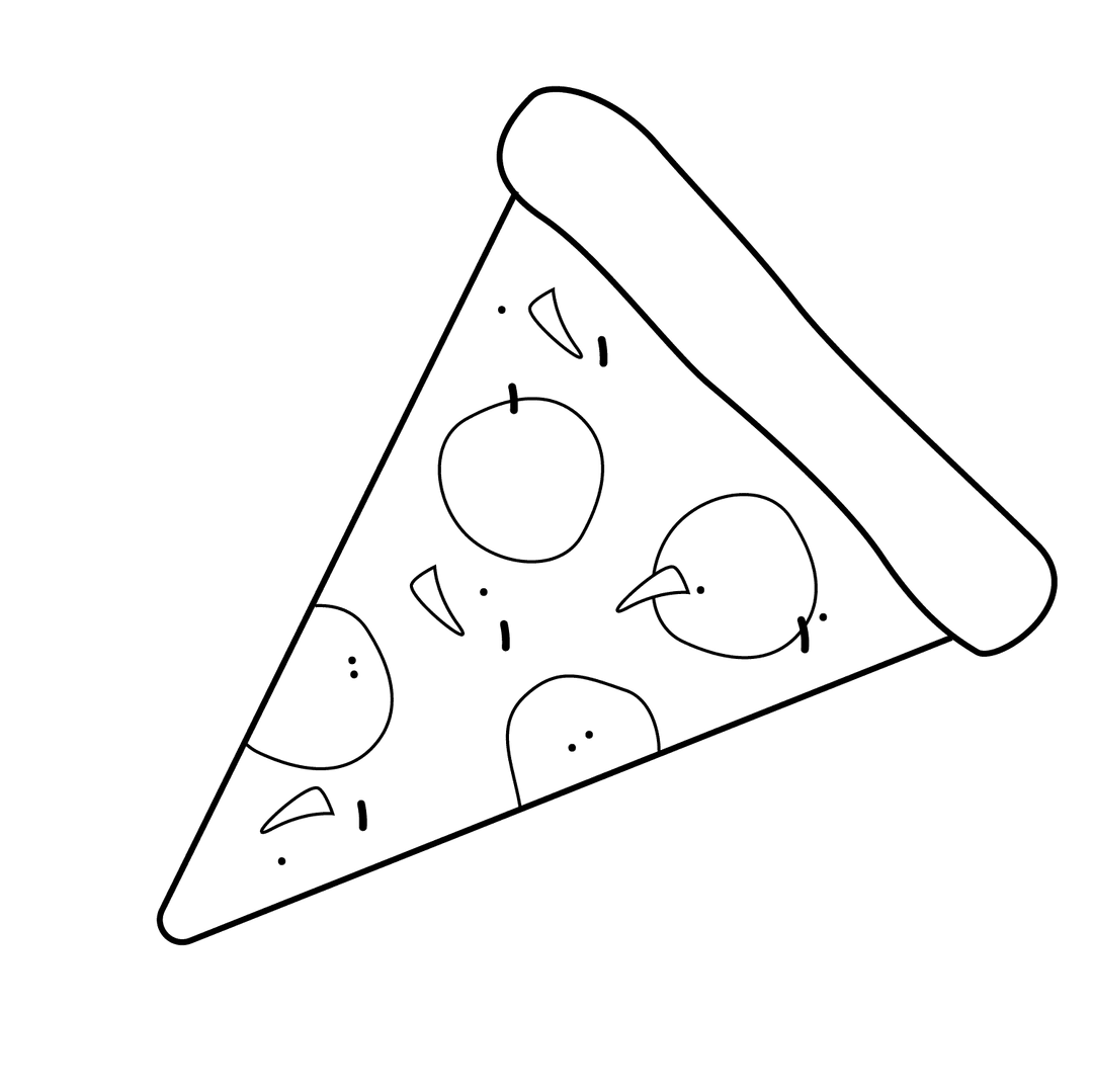 Pizza - easy line-art drawing idea for objects