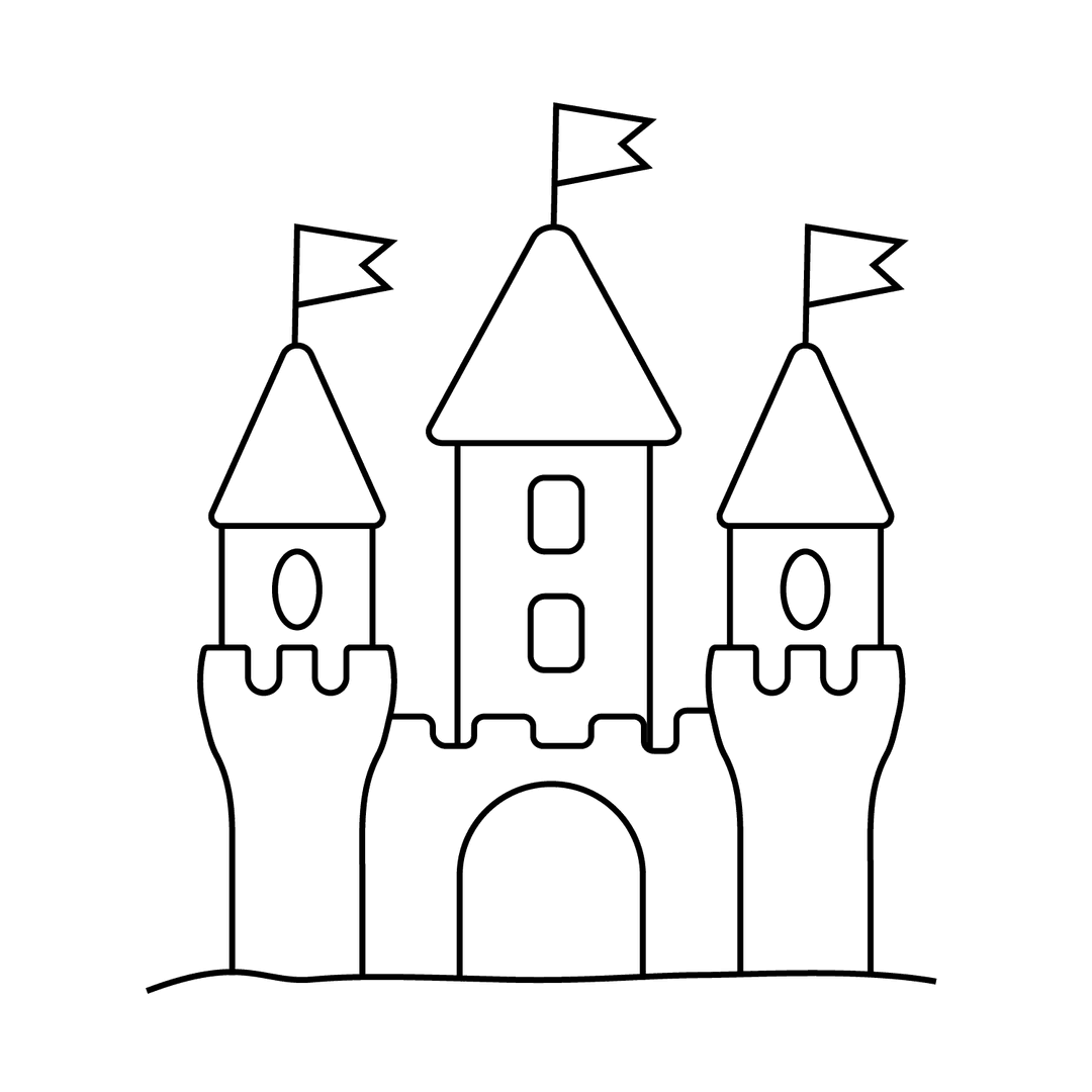 Sand Castle - easy line-art drawing idea for objects