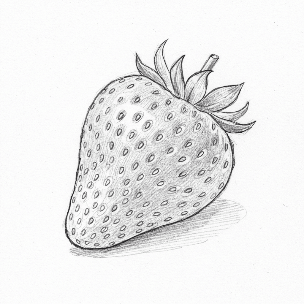 Strawberry (Sketch) - medium sketch drawing idea for objects